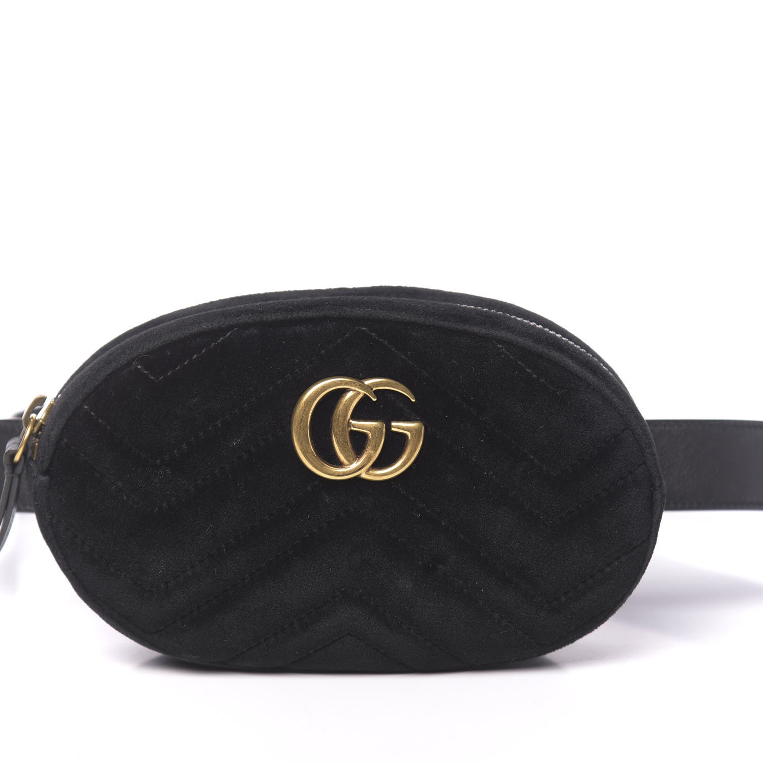 Gucci Velvet Matelasse GG Marmont Belt Bag 85 34 Black 10 of 10