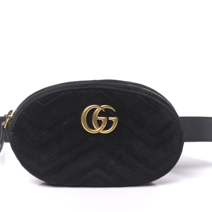 Gucci Velvet Matelasse GG Marmont Belt Bag 85 34 Black 10 of 10