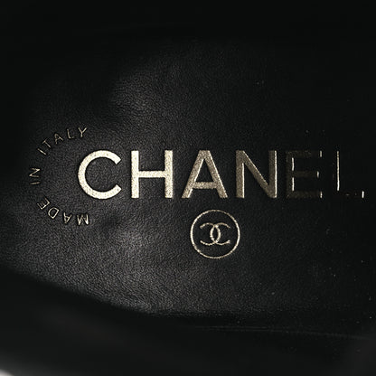 Chanel Shiny Calfskin Velvet Pearl Combat Short Boots 38 Black 9 of 14