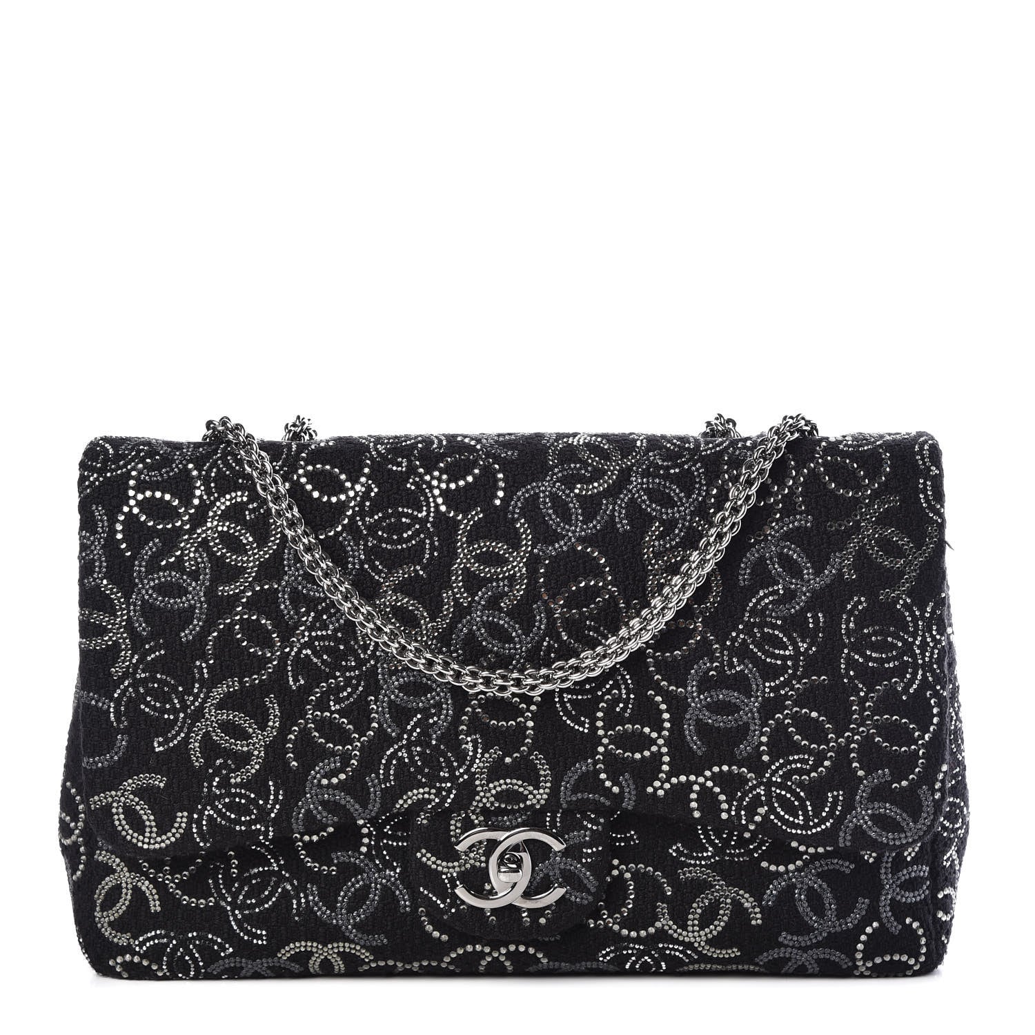 Chanel Tweed Strass Jumbo Pudong Flap Black 1 of 10