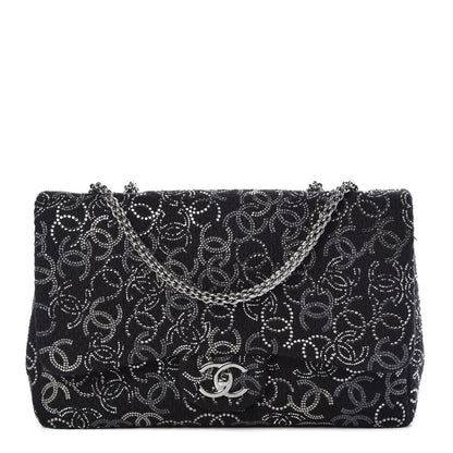 Chanel Tweed Strass Jumbo Pudong Flap Black 1 of 10