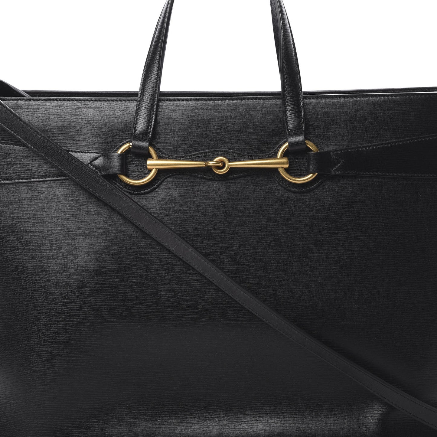 Textured Calfskin Large Bright Bit Tote Black