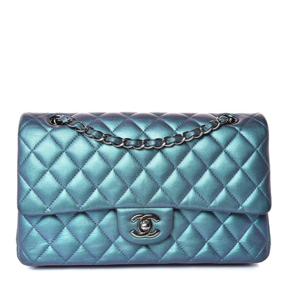 Chanel Metallic Lambskin Quilted Medium Double Flap Turquoise 1 of 14