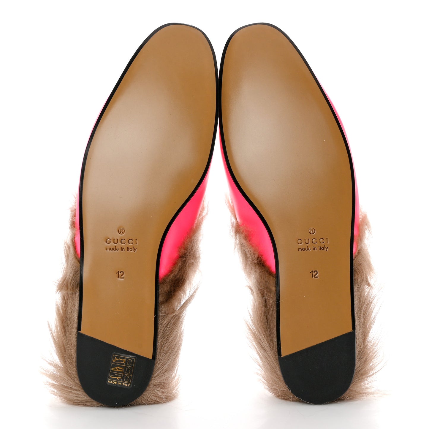 Calfskin Fur Mens Princetown Slippers 12 Fuxia Fluo Natural