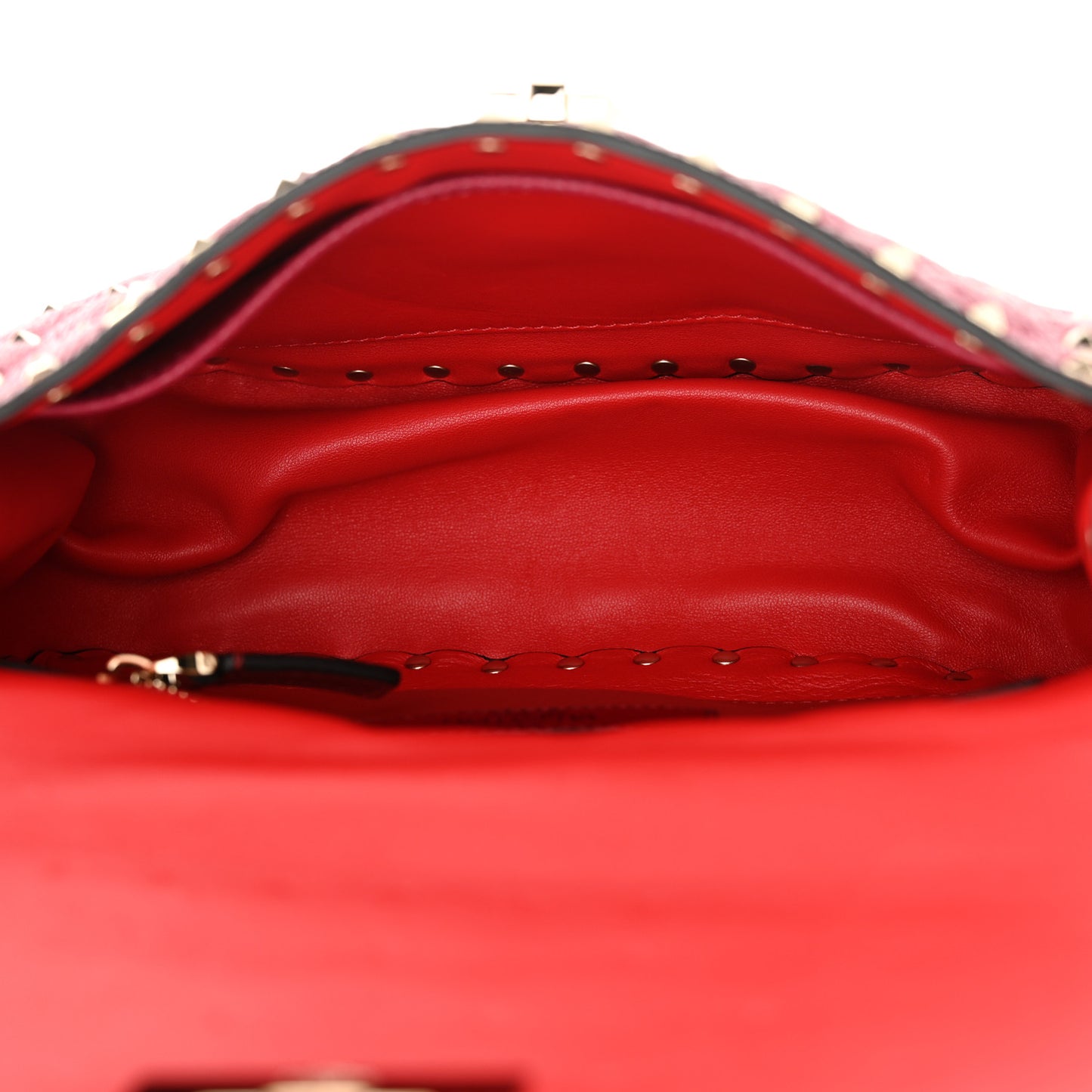 Grained Calfskin Medium Rockstud Spike Shoulder Bag Berry Pink