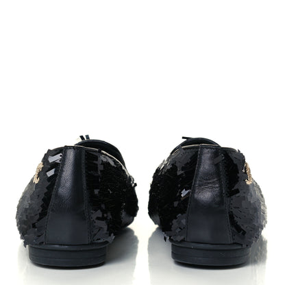 Chanel Sequin CC Loafers 37.5 Black 6 of 11