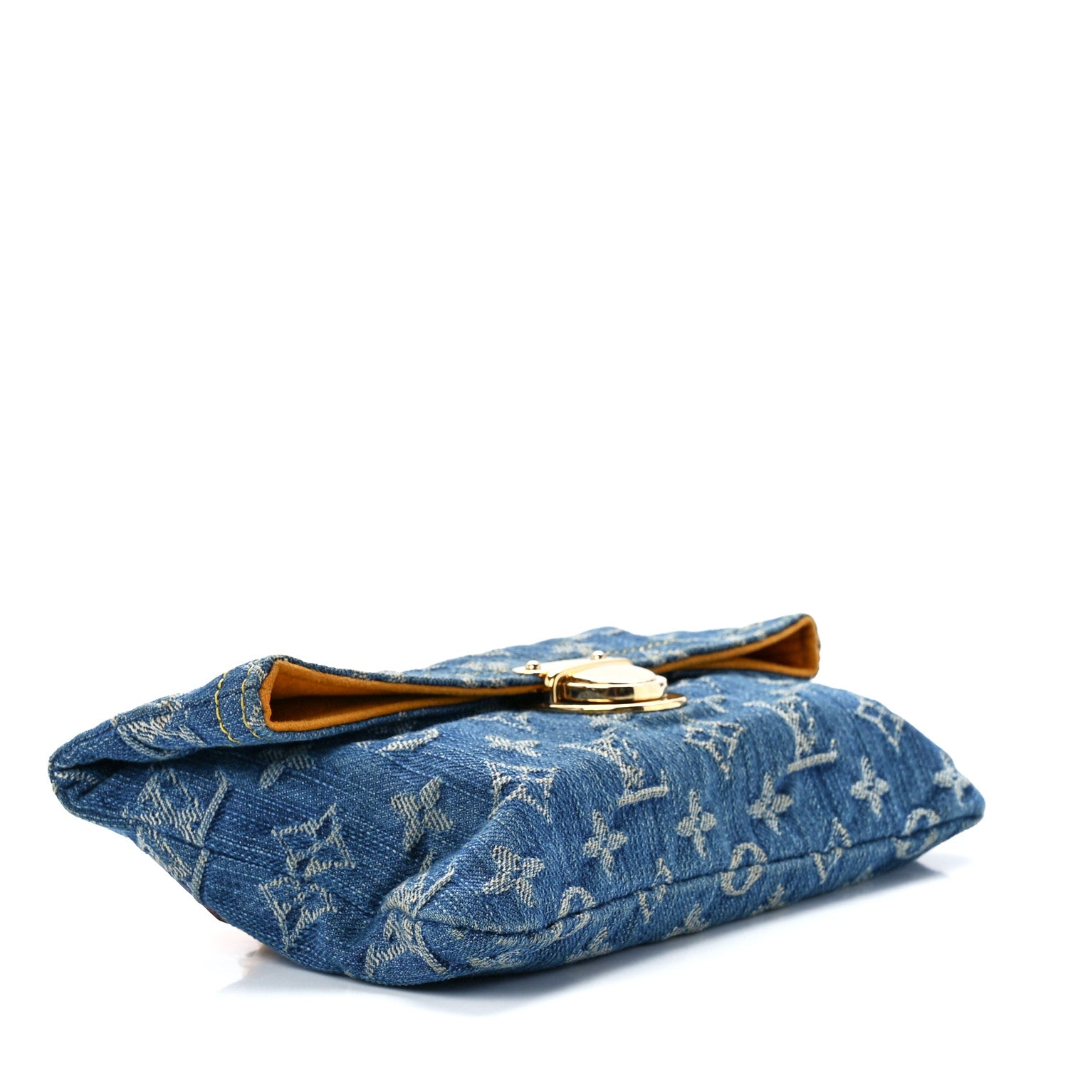 Louis Vuitton Monogram Denim Pochette Plat Clutch Blue 4 of 10