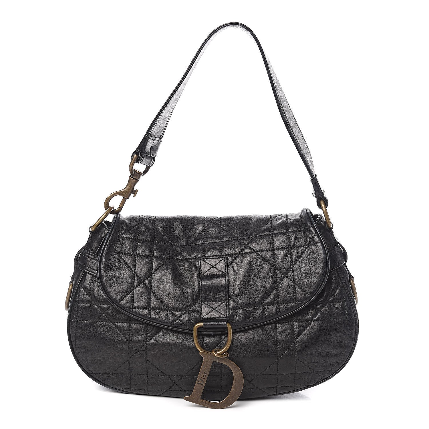 Christian Dior Lambskin Cannage Flap Bag Black 1 of 12