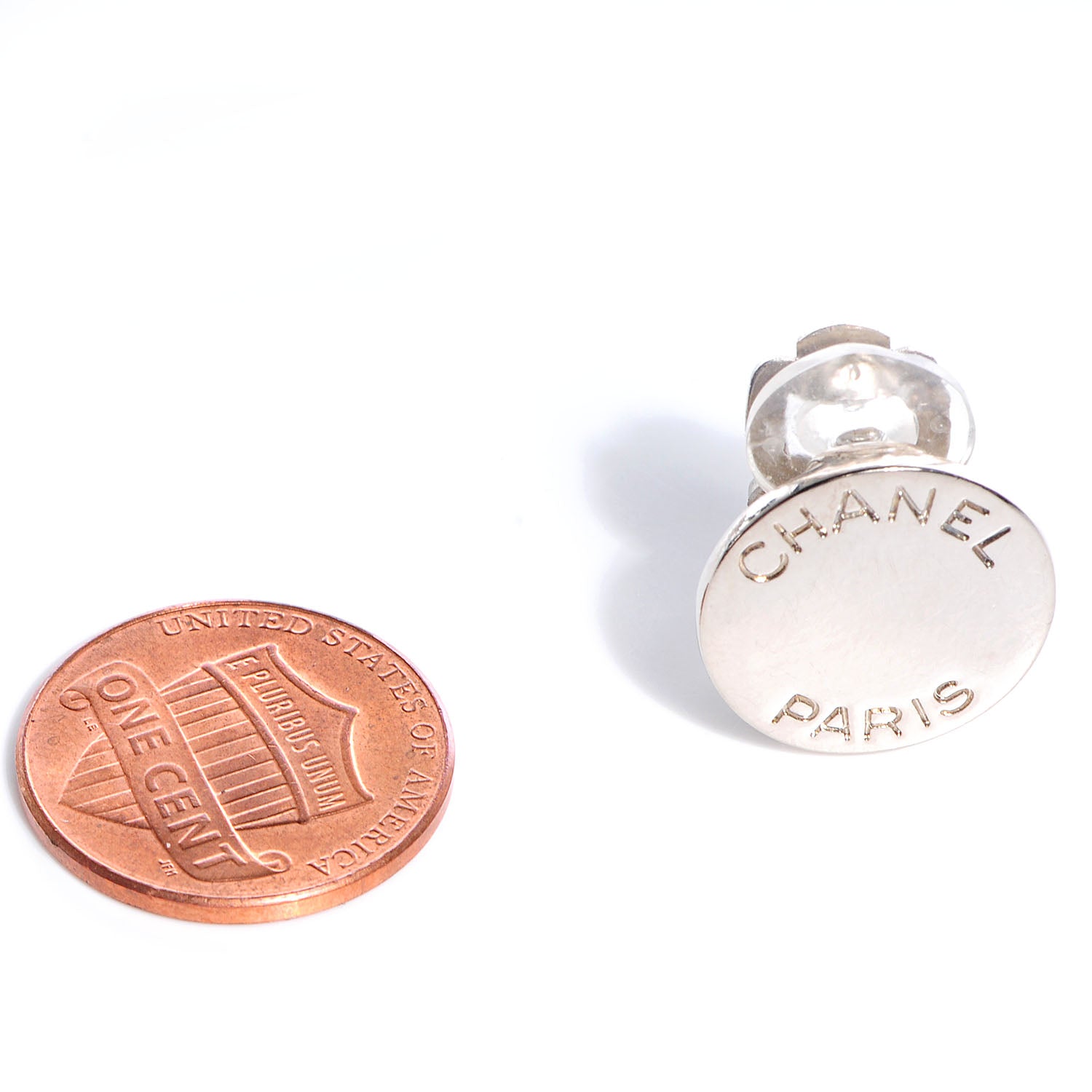Chanel PARIS Clip On Earrings Silver 2 of 5