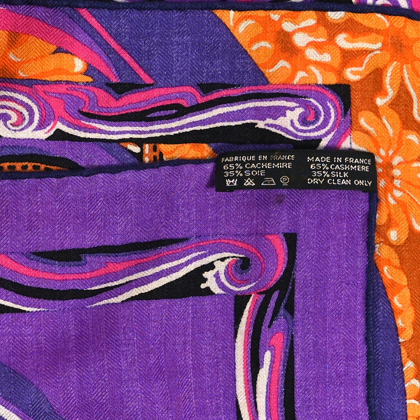 Cashmere Silk De La Mer Au Ciel Shawl 140 Violet Orange Vert