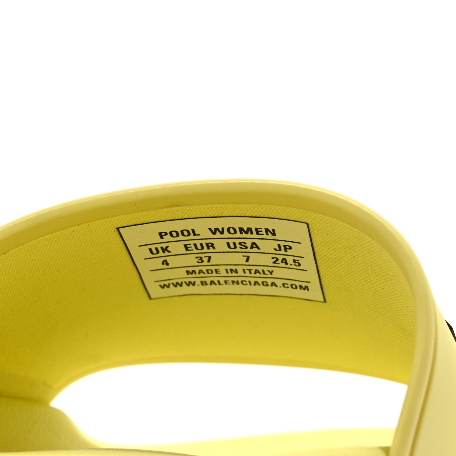 Balenciaga Smooth Rubber Logo Bi-Color Womens Pool Slide Sandals 37 Yellow Black 5 of 8