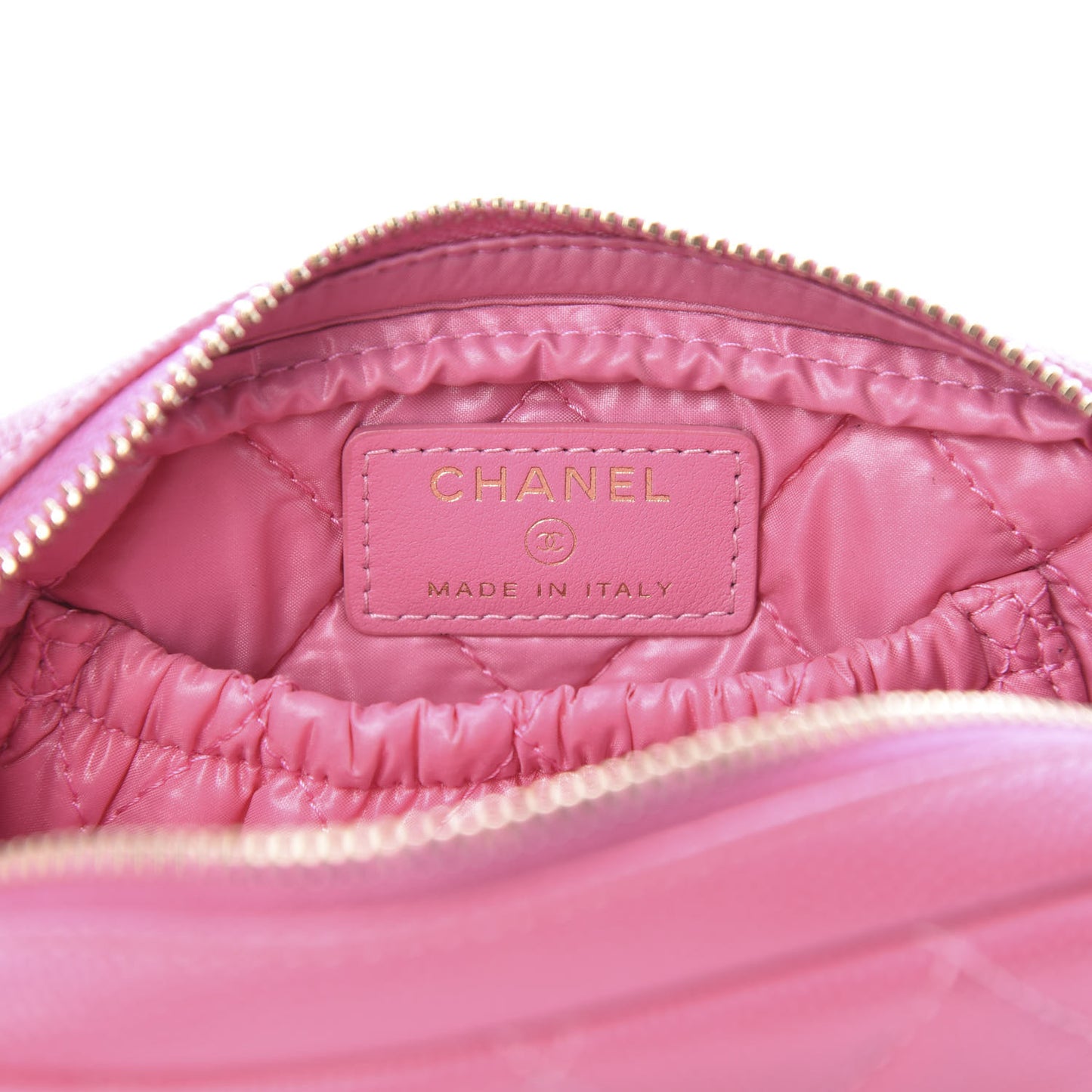 Caviar Quilted Small Curvy Pouch Cosmetic Case Pink