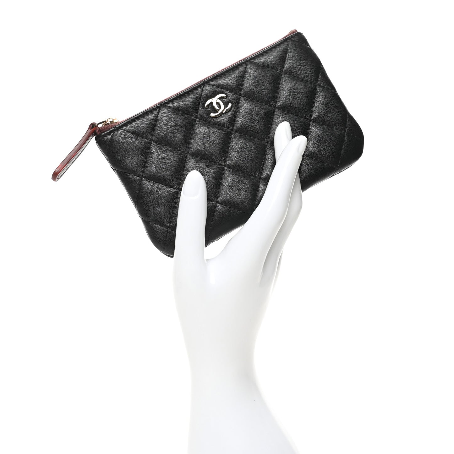 Lambskin Quilted Small Cosmetic Case Black