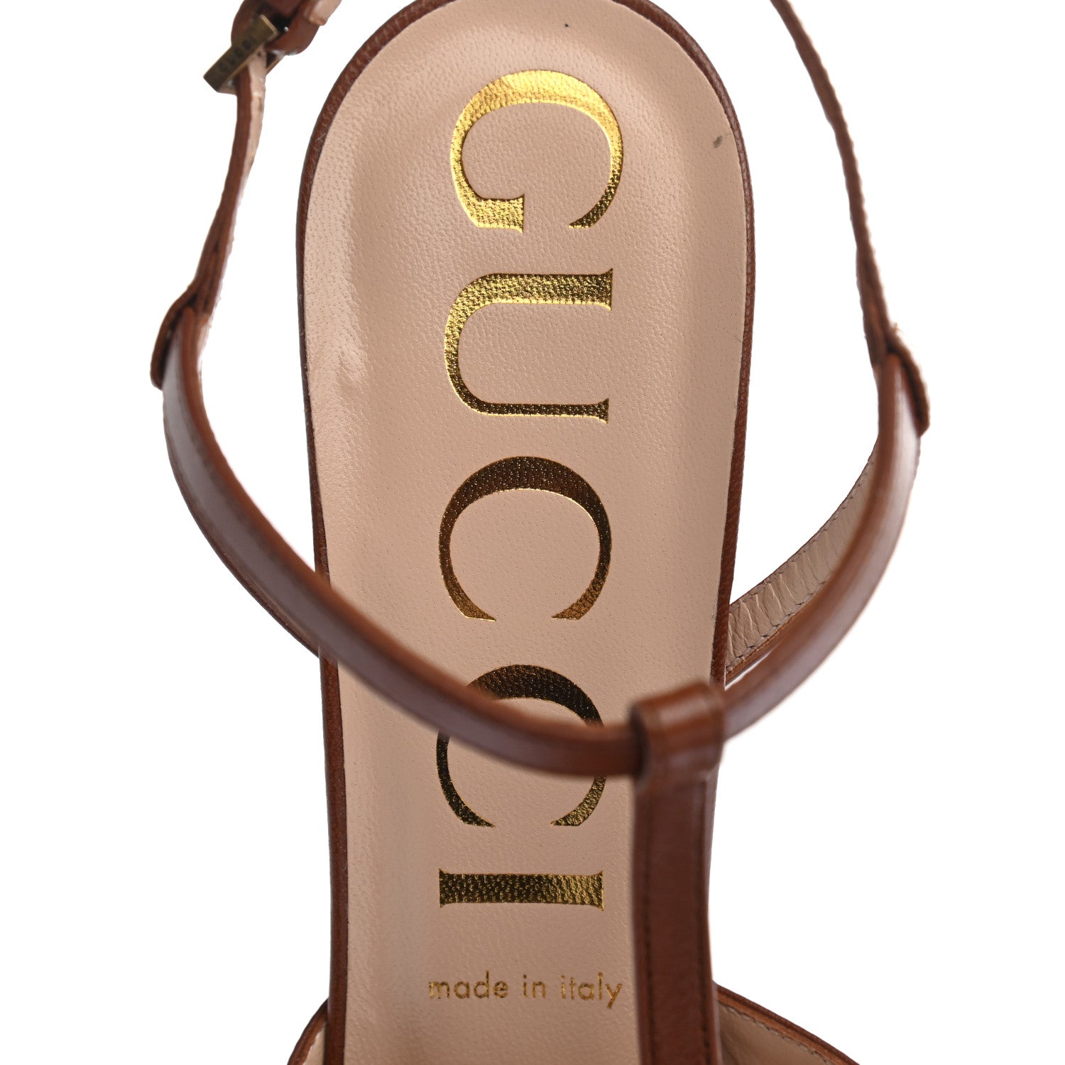 Gucci Malaga Kid Angel T-Strap Platform High Heel Pumps 40 Brown Papaya 7 of 7