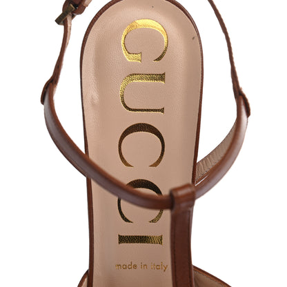 Gucci Malaga Kid Angel T-Strap Platform High Heel Pumps 40 Brown Papaya 7 of 7