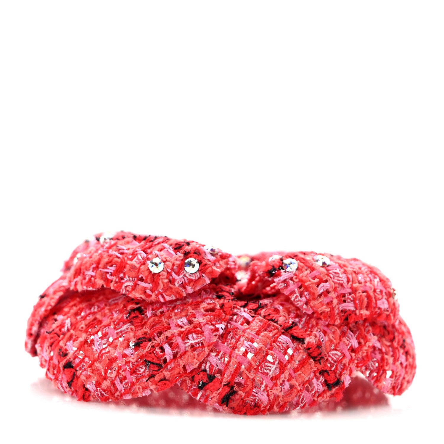 Chanel Tweed Camellia Pin Brooch Red Ecru Black 5 of 6