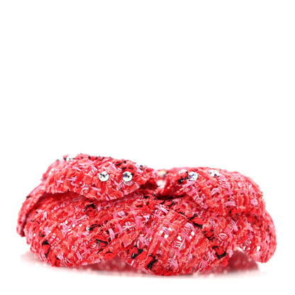 Chanel Tweed Camellia Pin Brooch Red Ecru Black 5 of 6