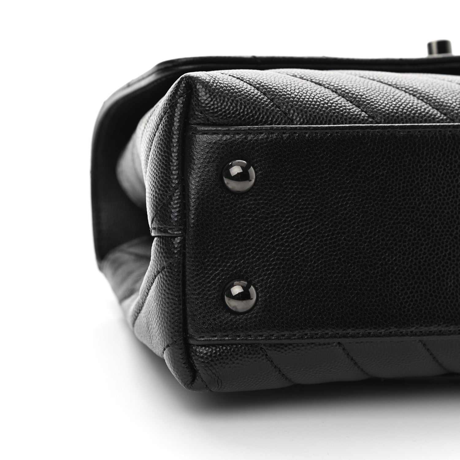 Chanel Caviar Chevron Quilted Mini Coco Handle Flap So Black 8 of 9