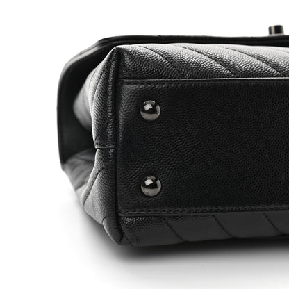 Chanel Caviar Chevron Quilted Mini Coco Handle Flap So Black 8 of 9