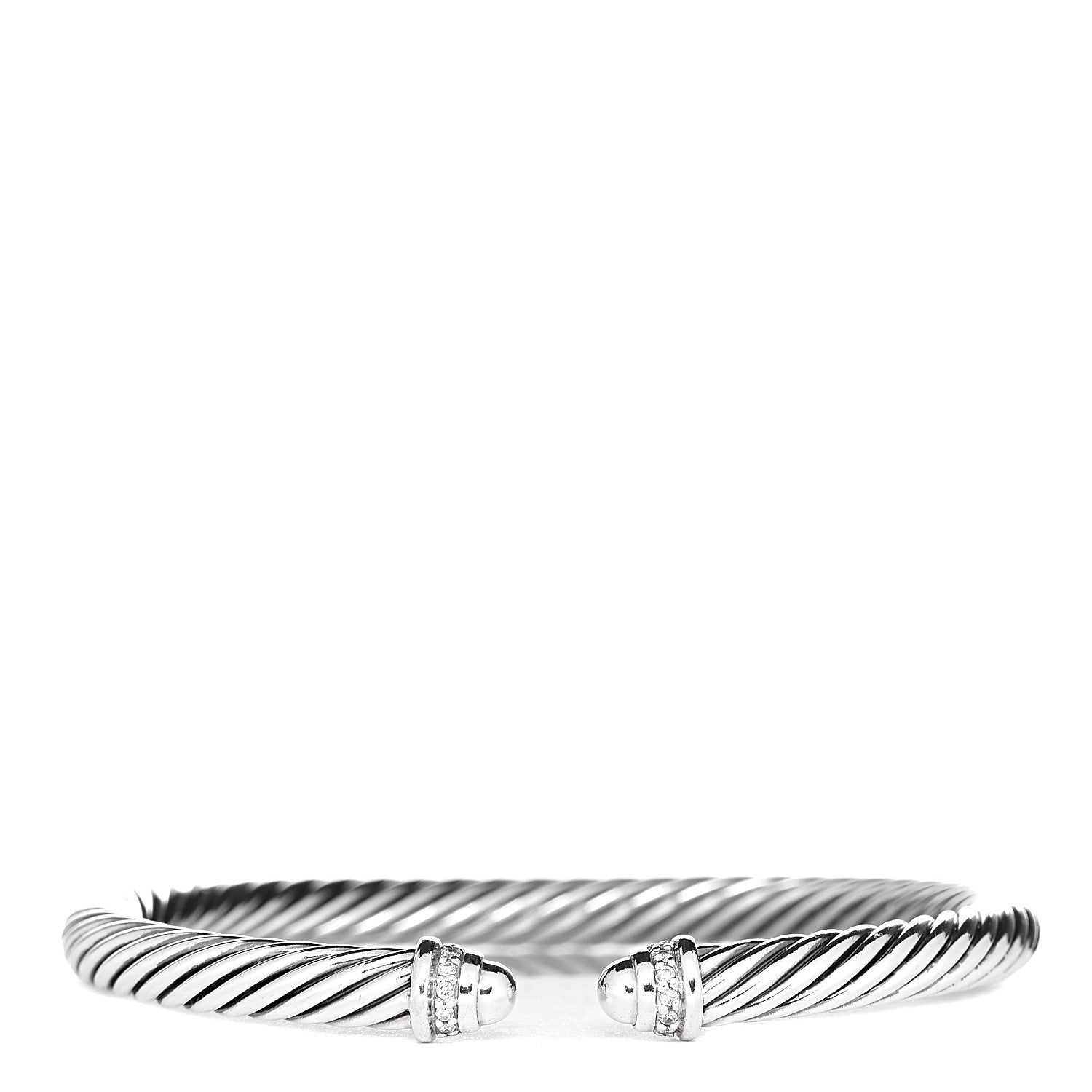 David Yurman Sterling Silver Diamond 5mm Cable Classics Dome Bracelet 1 of 5