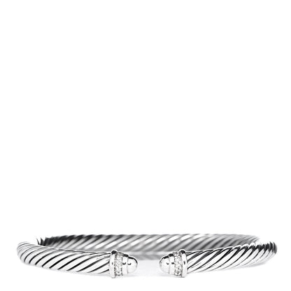 David Yurman Sterling Silver Diamond 5mm Cable Classics Dome Bracelet 1 of 5