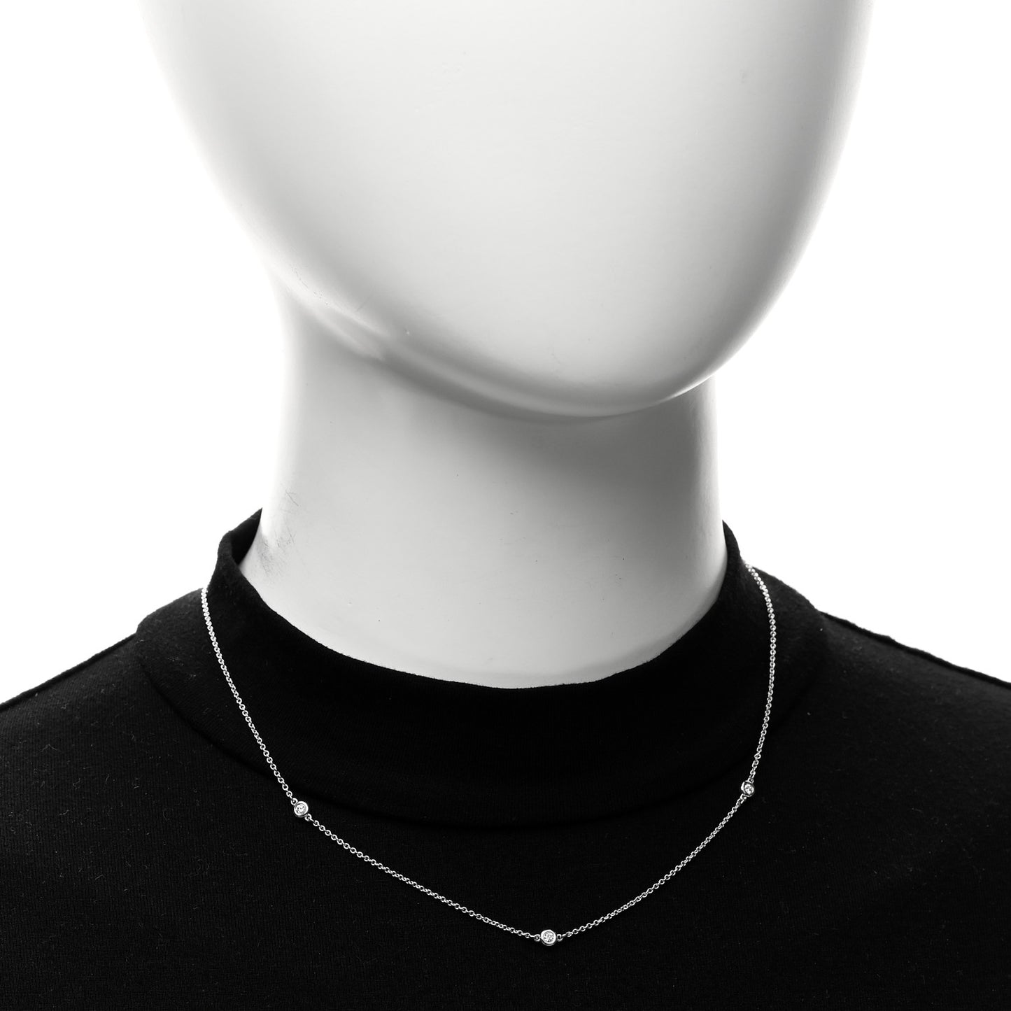Sterling Silver Diamond .09ctw Elsa Peretti Diamonds by the Yard Three Station Necklace