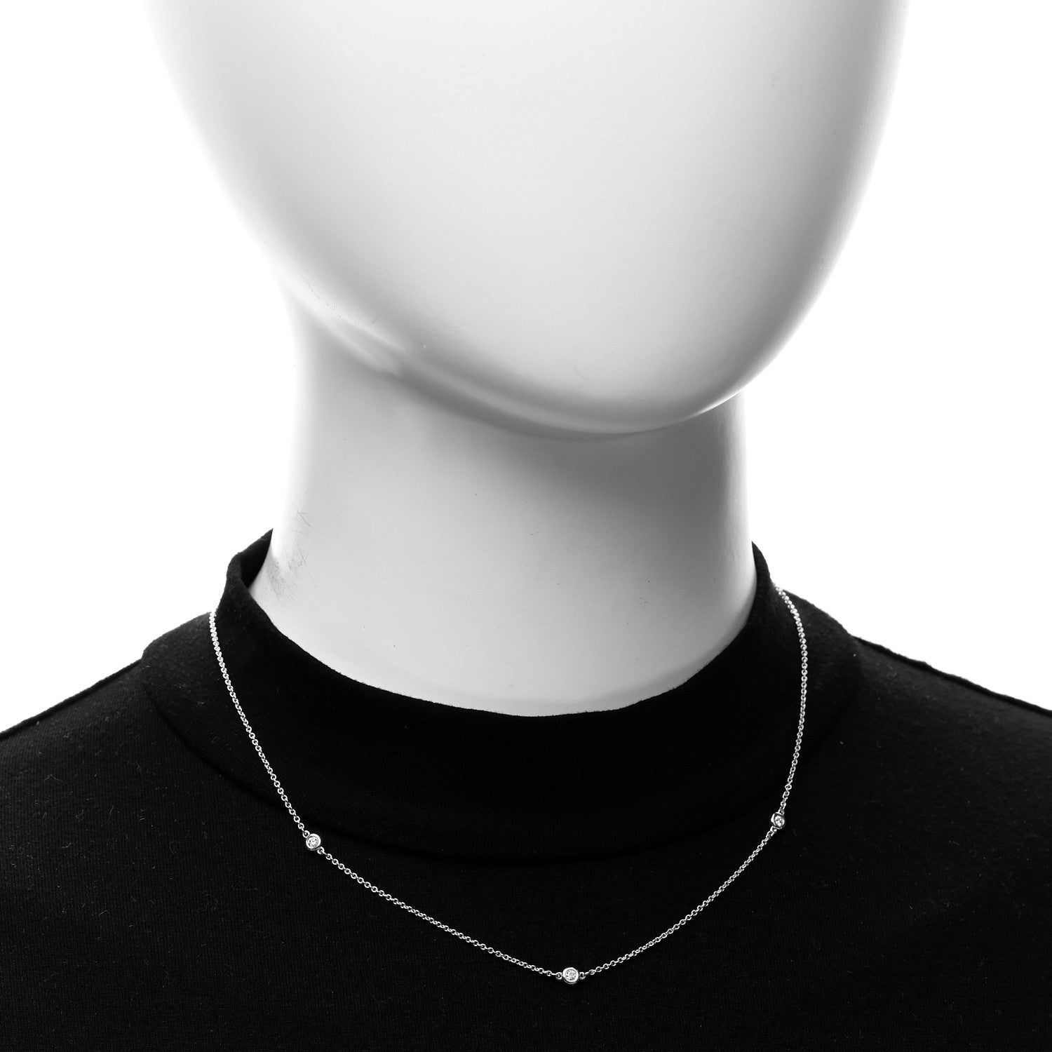 Tiffany Sterling Silver Diamond .09ctw Elsa Peretti Diamonds by the Yard Three Station Necklace 2 of 5