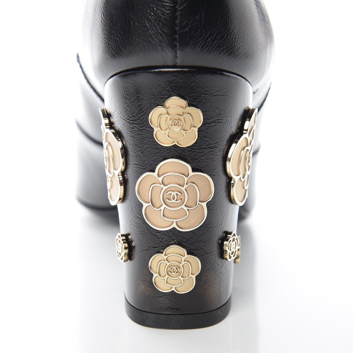 Chanel Crumpled Calfskin Camellia Short Boots 39.5 Black 8 of 10