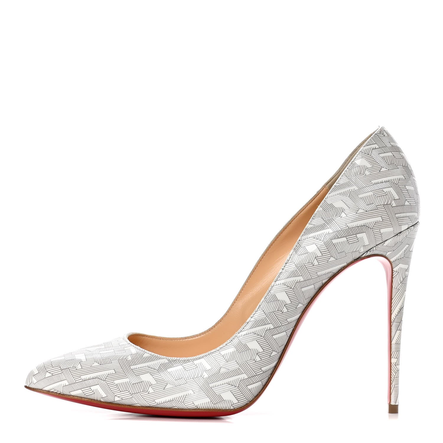 Christian Louboutin Patent Pigalle Follies 100 Pumps 40.5 White Silver 1 of 10
