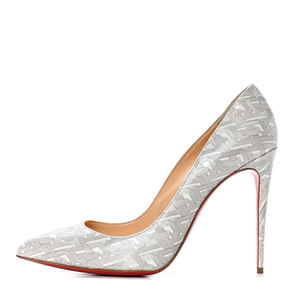 Christian Louboutin Patent Pigalle Follies 100 Pumps 40.5 White Silver 1 of 10