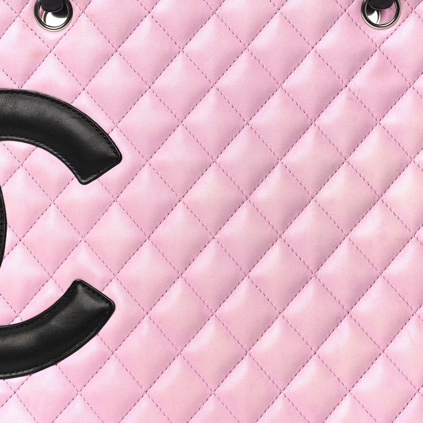 Calfskin Quilted Large Cambon Tote Pink Black