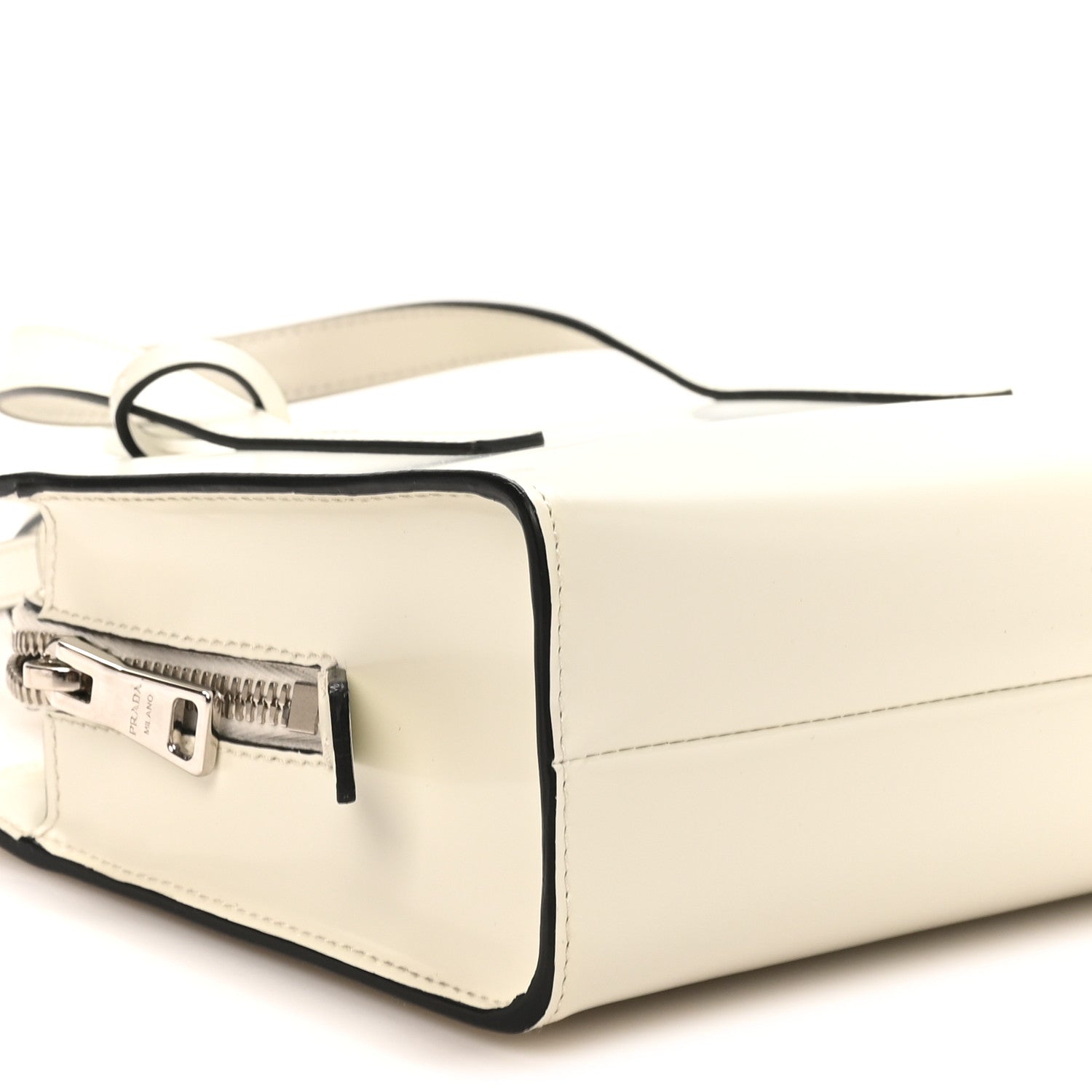 Prada Spazzolato Mini Re-Edition 1995 Double Handle Handbag White 7 of 8
