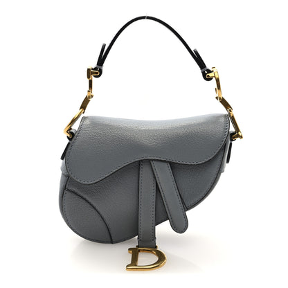 Christian Dior Grained Calfskin Mini Saddle Bag Sky Blue 1 of 9
