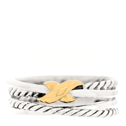 David Yurman Sterling Silver 18K Yellow Gold 6mm X Crossover Ring 51 5.75 1 of 4