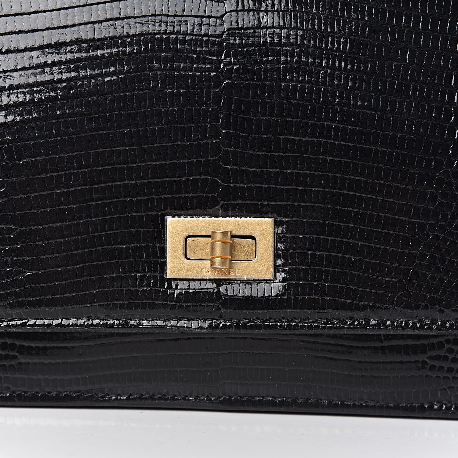 Chanel Lizard Reissue Wallet on Chain WOC Black 10 of 12