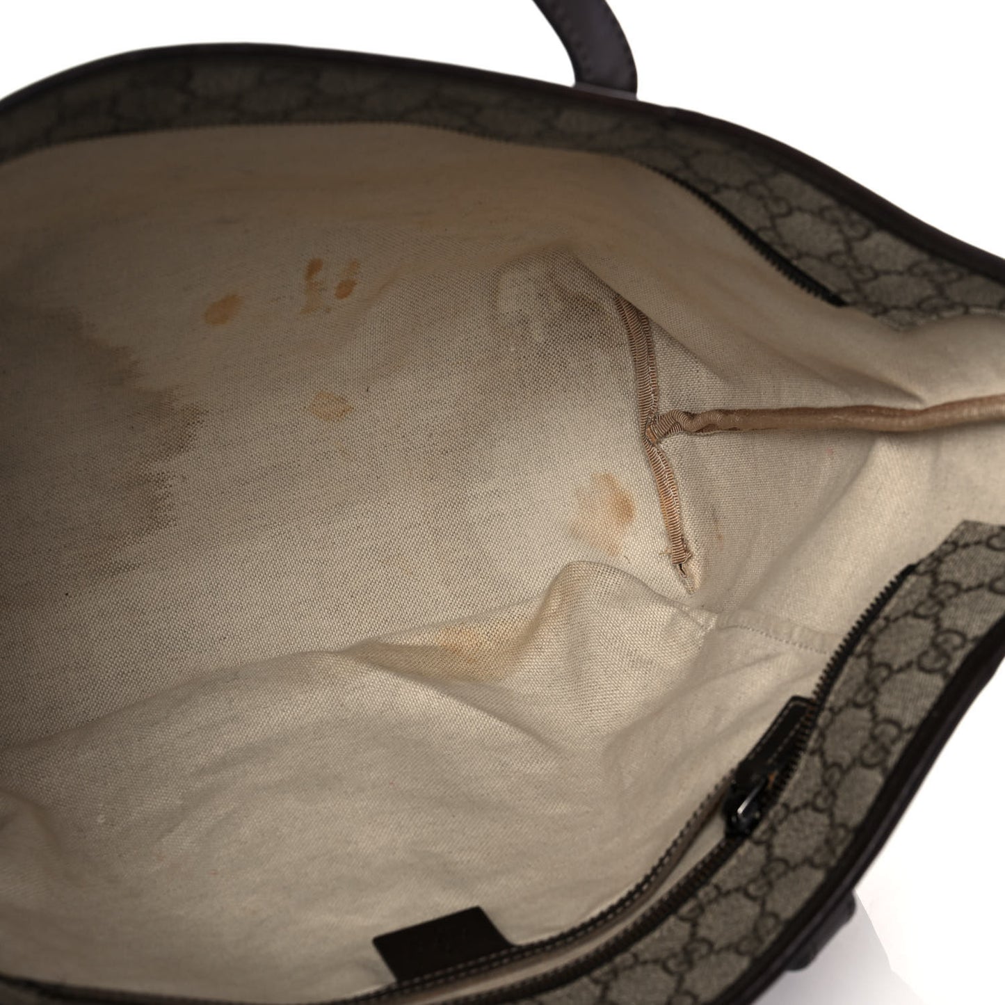 GG Supreme Monogram Medium Zippered Shopping Tote Dark Brown