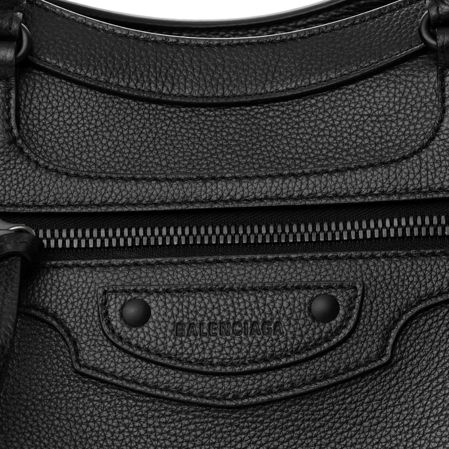 Grained Calfskin Neo Classic Black Hardware Medium City Black