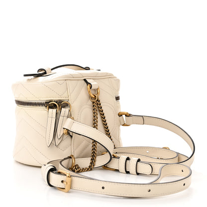 Gucci Calfskin Matelasse Mini GG Marmont Round Backpack White 3 of 13
