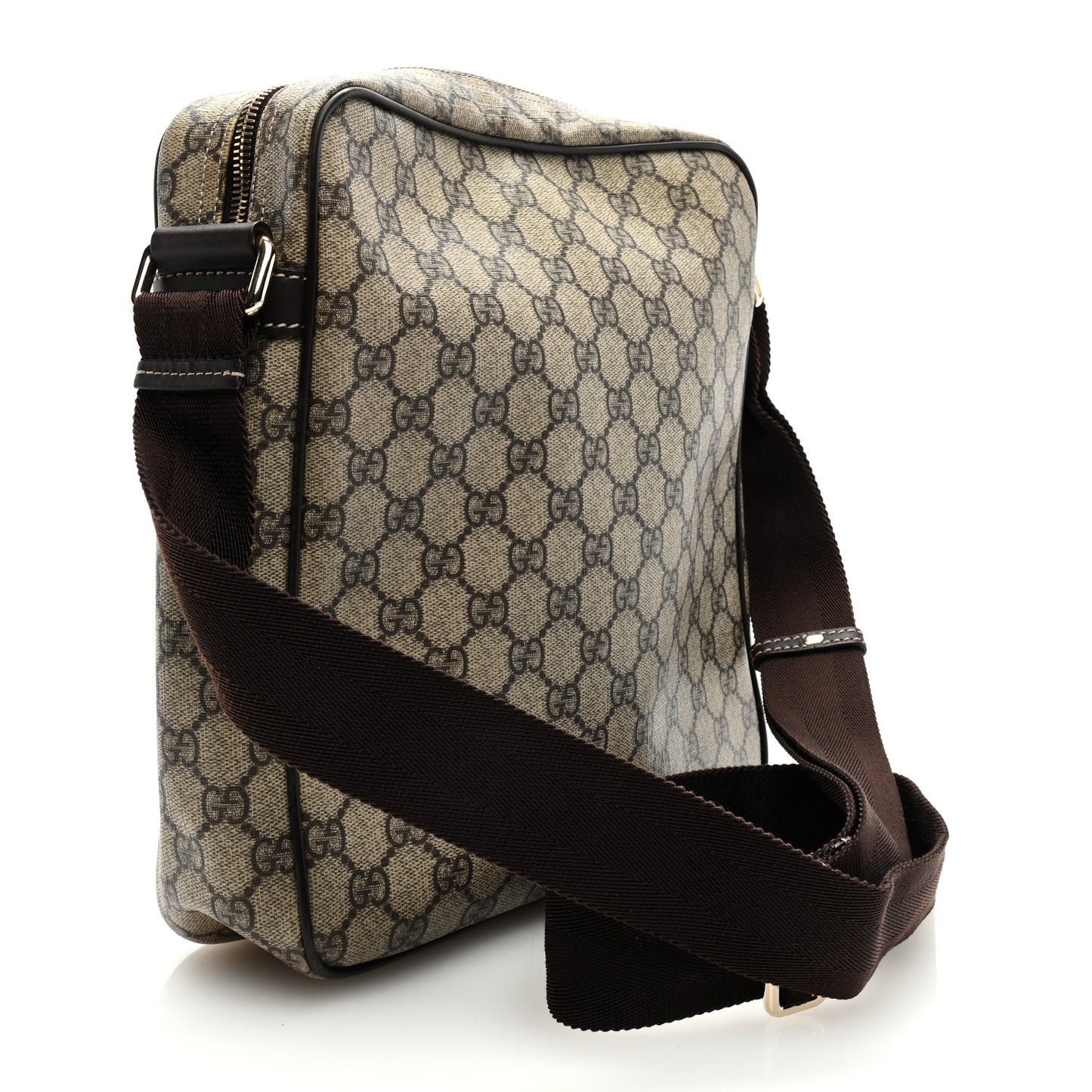 GG Plus Monogram Selleria Calfskin Medium Messenger Bag Beige Ebony Cocoa Dark Chocolate