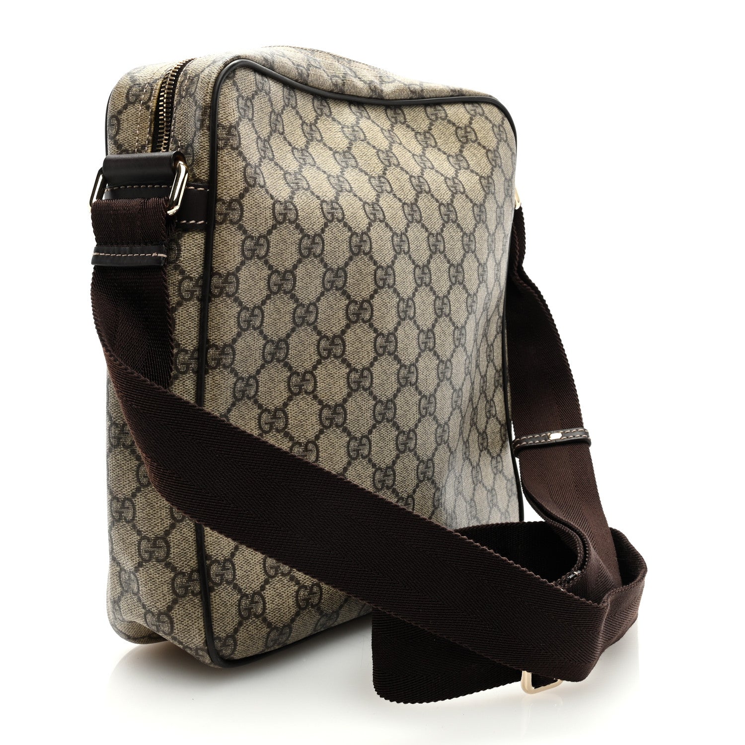 Gucci GG Plus Monogram Selleria Calfskin Medium Messenger Bag Beige Ebony Cocoa Dark Chocolate 3 of 8