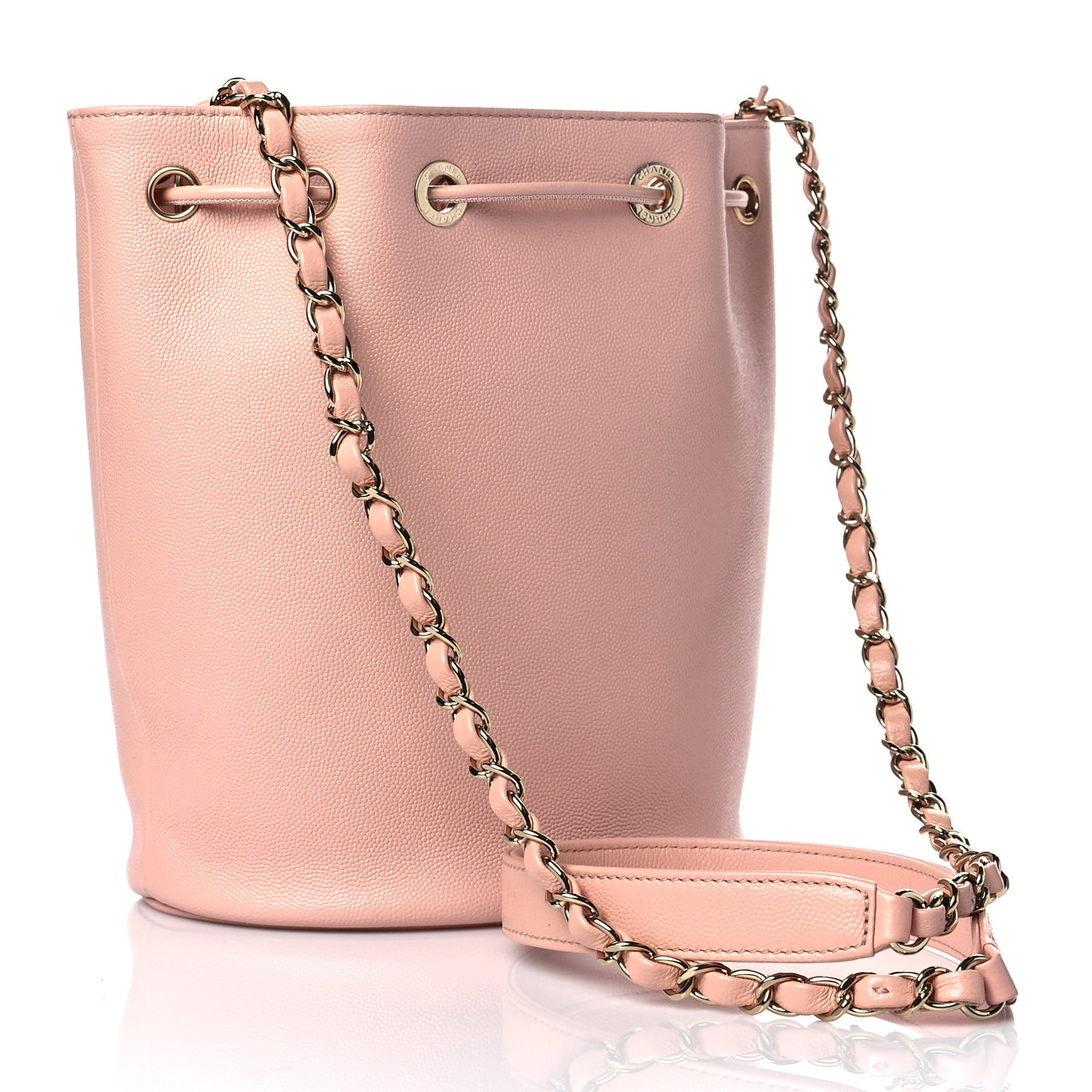 Caviar Deauville Drawstring Bucket Bag Light Pink
