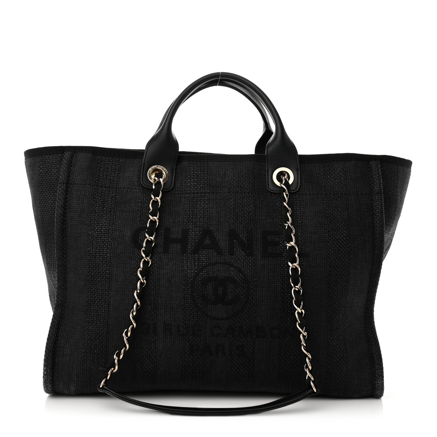 Chanel Mixed Fibers Calfskin Striped Medium Deauville Tote Black 1 of 10