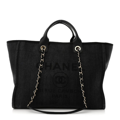 Chanel Mixed Fibers Calfskin Striped Medium Deauville Tote Black 1 of 10