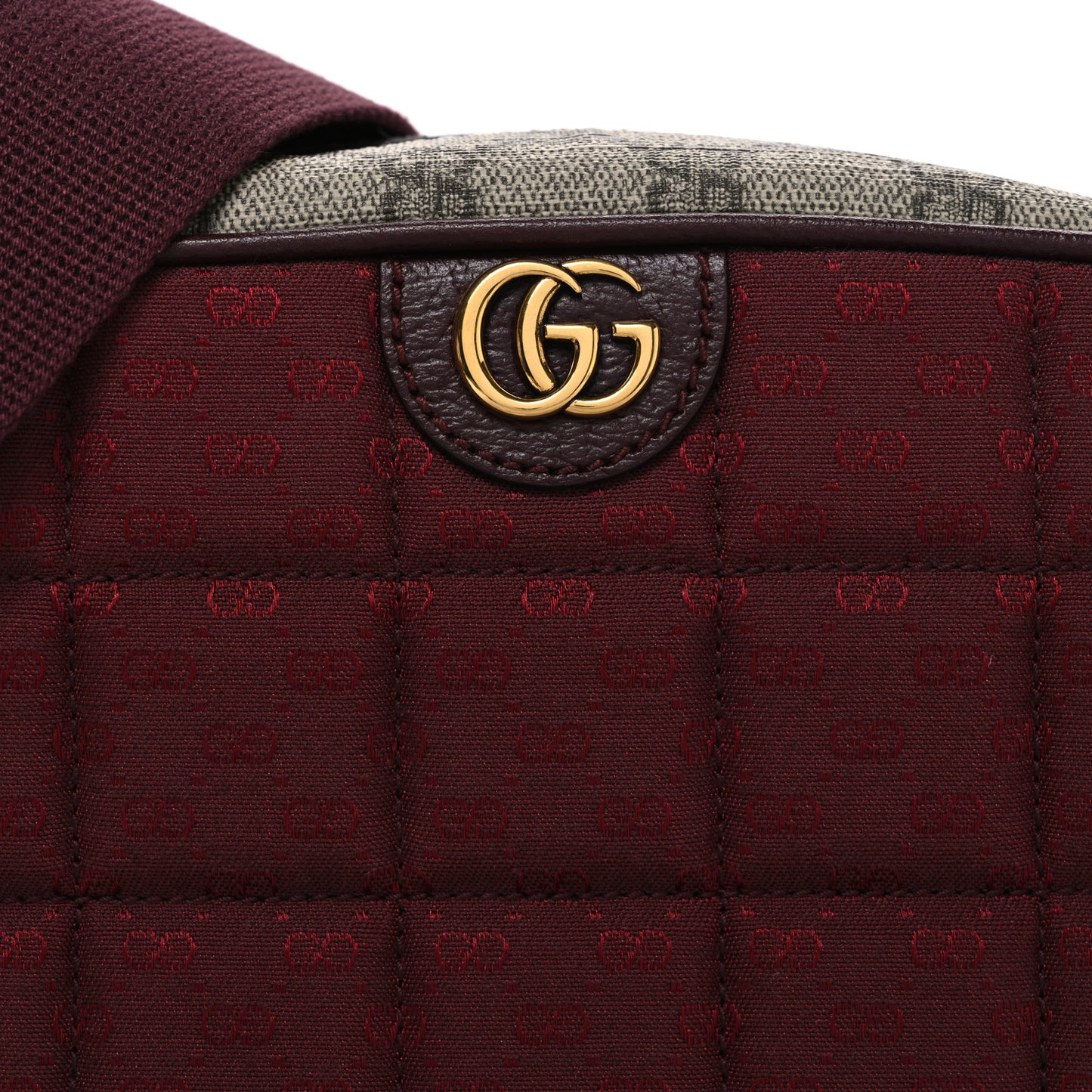 Monogram GG Mignon Textured Dollar Calfskin GG Supreme Monogram Quilted Small Crossbody Bag  Burgundy Beige Ebony
