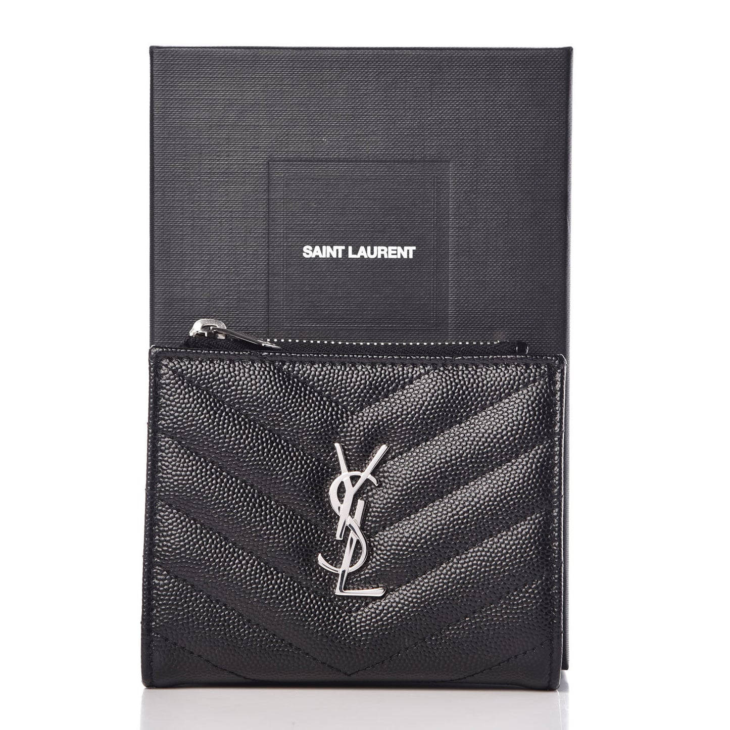 Grain De Poudre Matelasse Chevron Monogram Zipped Card Case Black