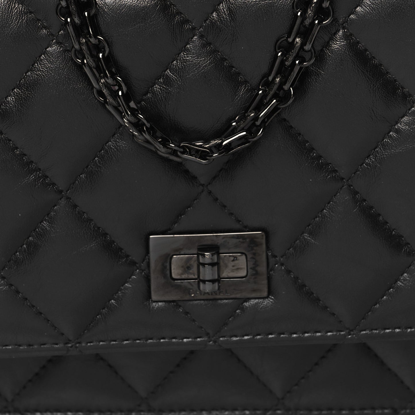 Aged Calfskin Quilted Reissue 2.55 Wallet On Chain WOC So Black
