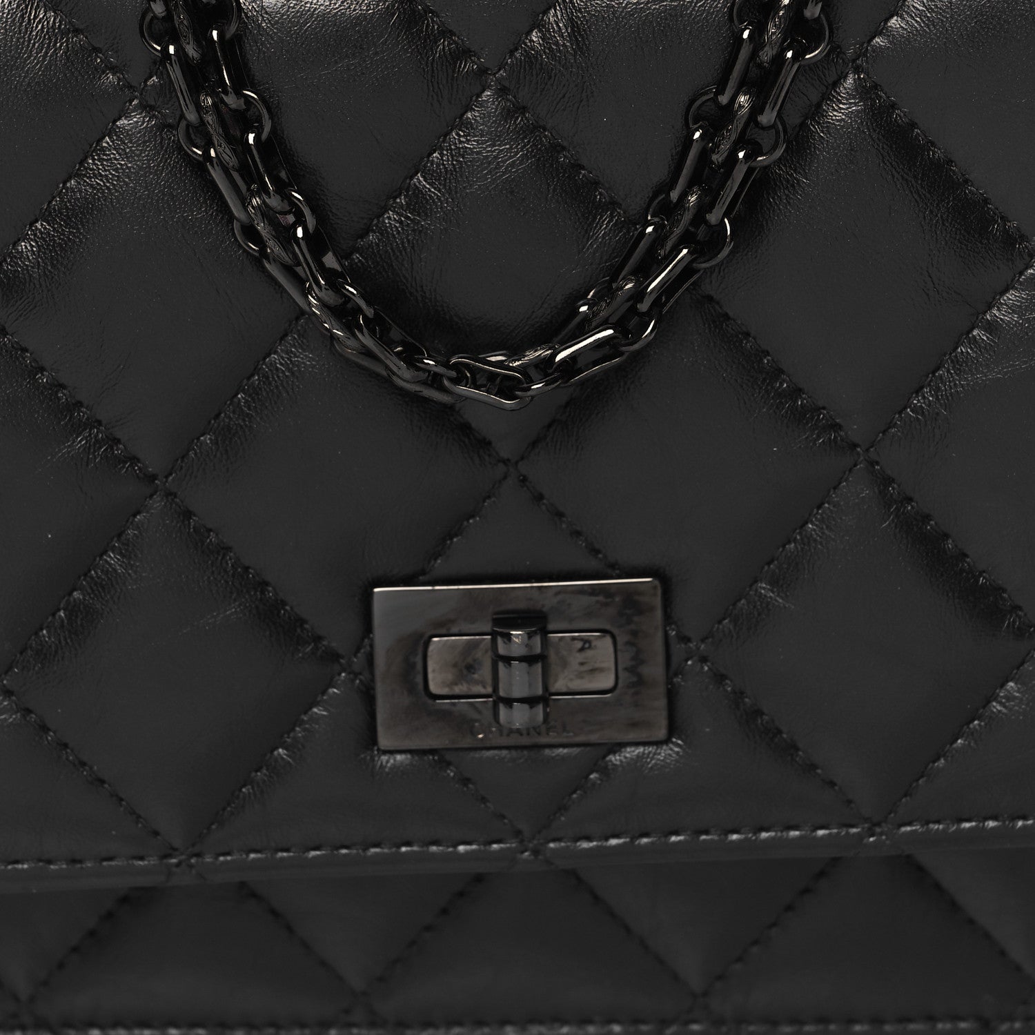 Chanel Aged Calfskin Quilted Reissue 2.55 Wallet On Chain WOC So Black 9 of 11