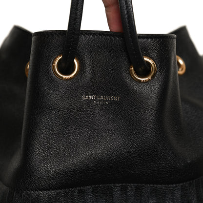 Saint Laurent Calfskin Small Emmanuelle Fringe Bucket Bag Black 9 of 10