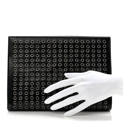 Alaia Calfskin Grommet Studded Clutch Black 2 of 10