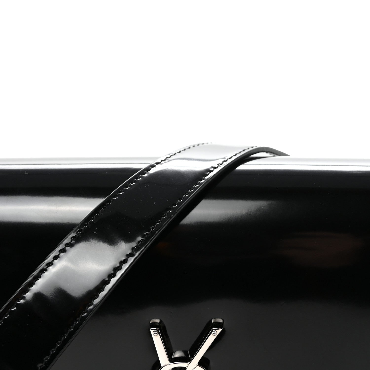 Saint Laurent Glazed Calfskin Monogram Medium Solferino Satchel Black 7 of 9